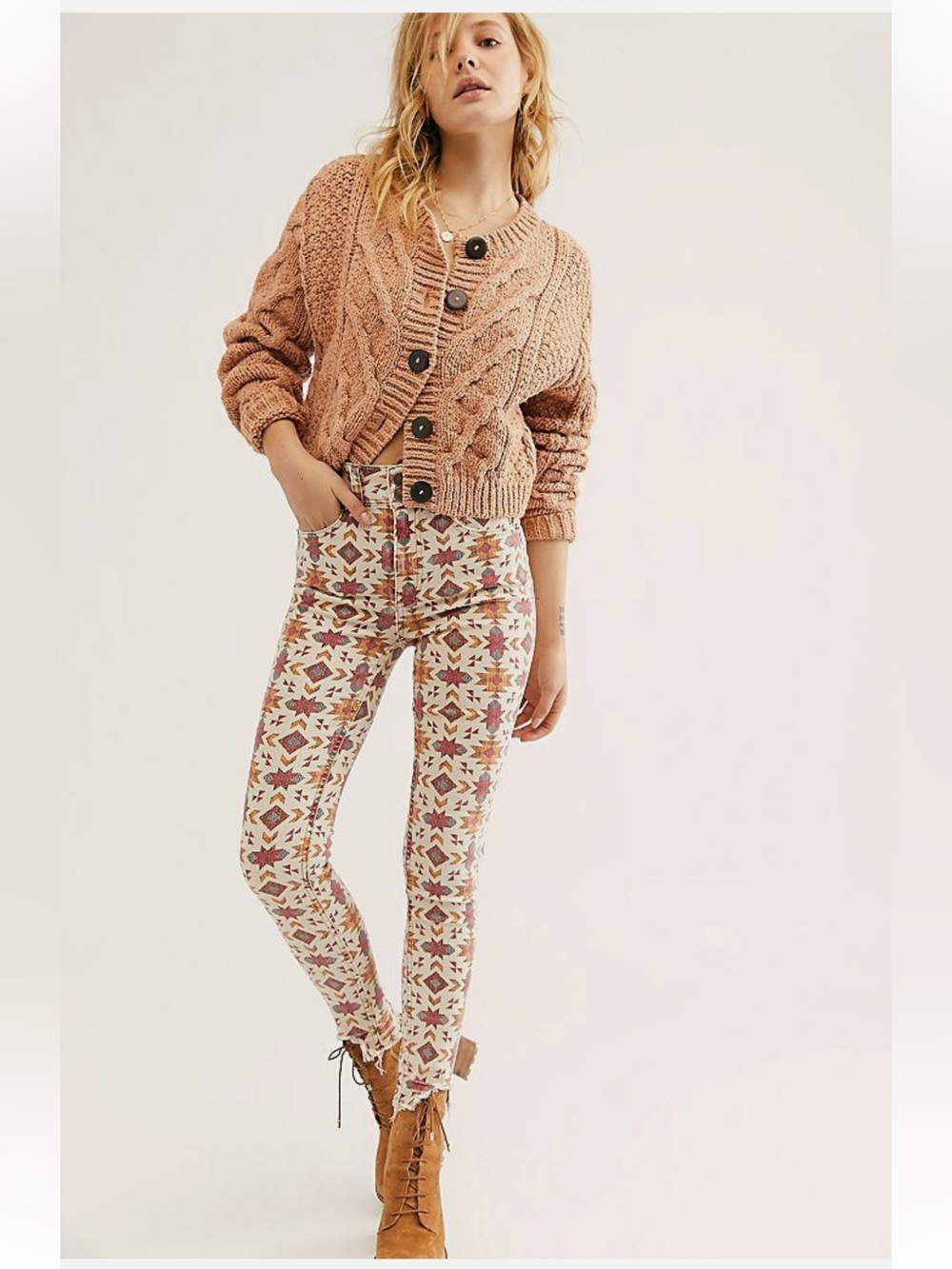Free People We The Wild Child Printed Skinny Jeans